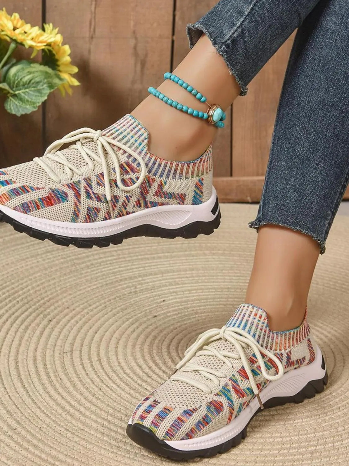 Mesh Knit Lace Up Athletic