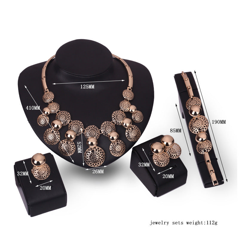 Korean Fashion Bride Jewelry Set - 4-Piece Alloy Set