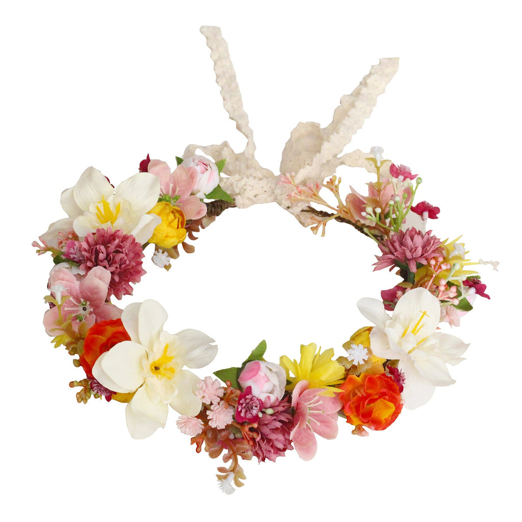 Autumn Flower Wreath Headwear Handmade Fabric Headflower Wedding Headband Bridal Ladies Scenic Photography Flower Wreath