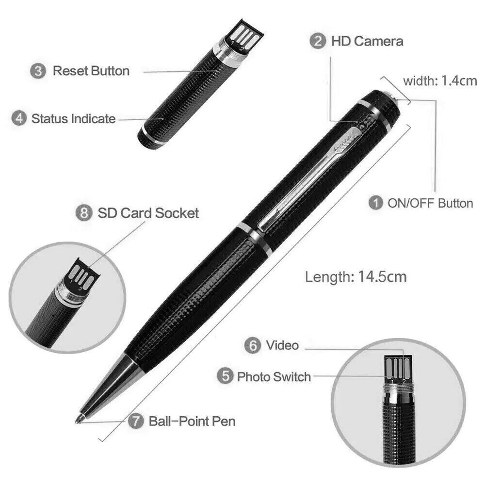 Hidden Cam Pocket Pen Camera 1080P HD Mini Body Video Recorder