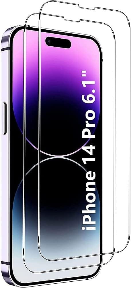 iPhone 14 Pro 6.1-inch Protection Kit Bundle - Folio Wallet Case with Tempered Glass Screen and Camera Protector (Brown)