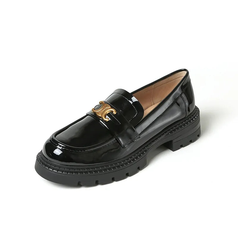Round Toe Block Heel Loafers