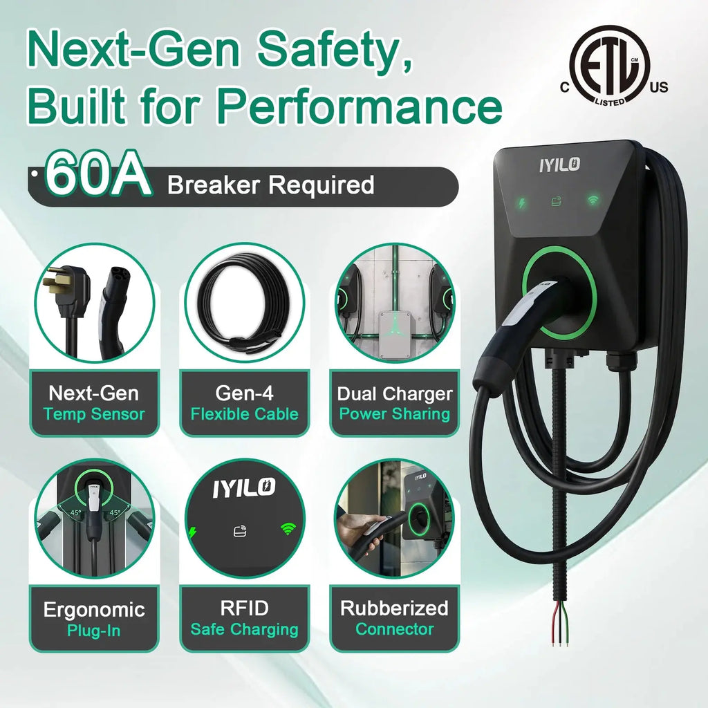IYILO Level 2 EV Charger NACS (J3400)Hardwired – 48A