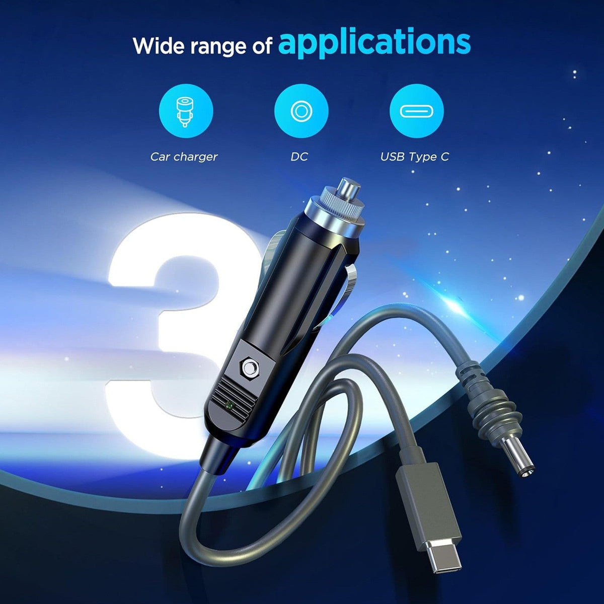 3-in-1 Power Cable Starlink Mini Car Usb-c DC Input 2M-5M