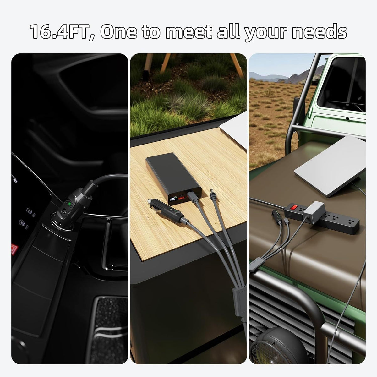3-in-1 Power Cable Starlink Mini Car Usb-c DC Input 2M-5M