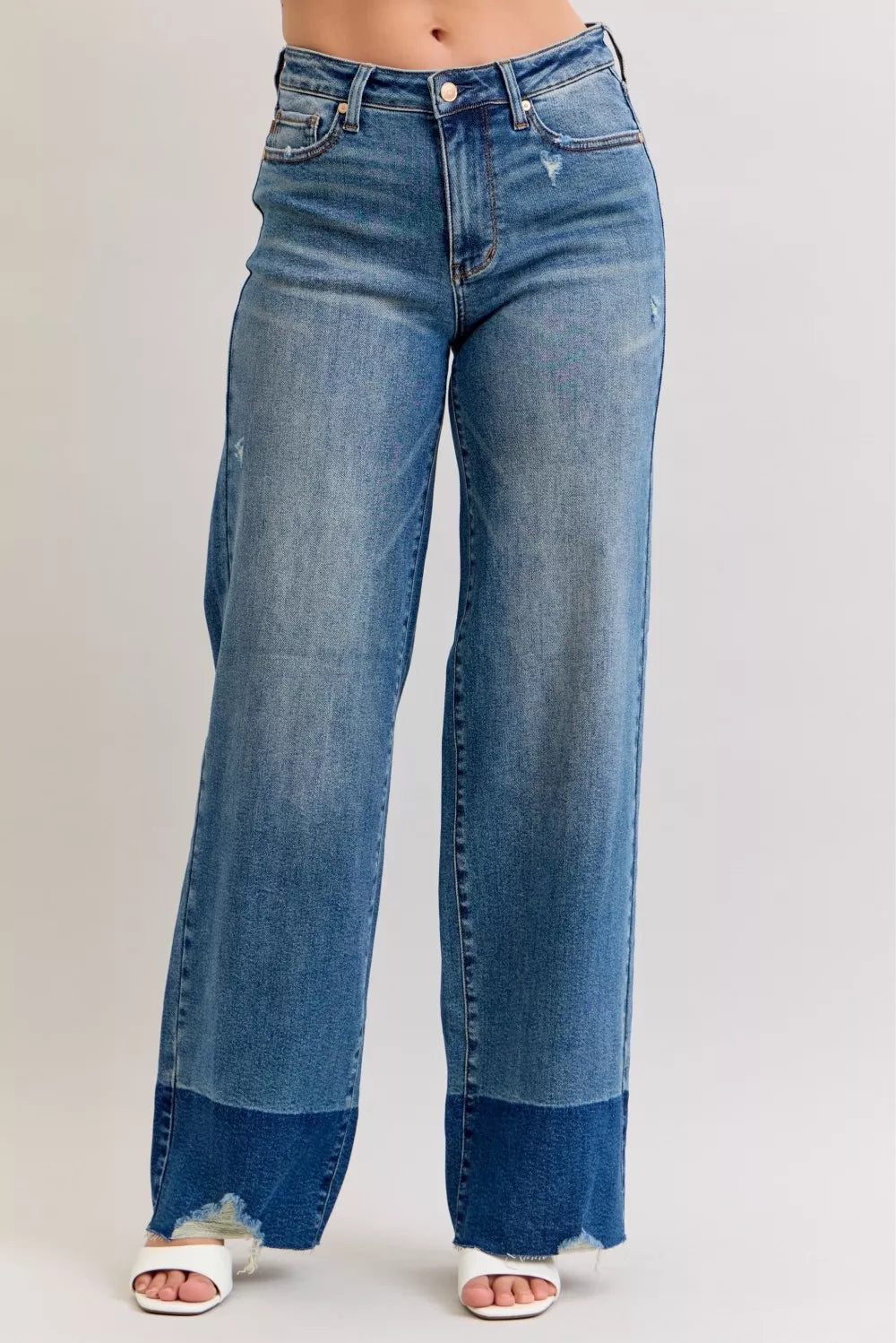 Judy Blue Raw Hem High Waist Column Straight Jeans