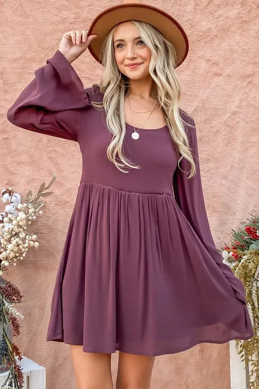 And The Why Back Lace Button Down Detail Bell Sleeve Dress