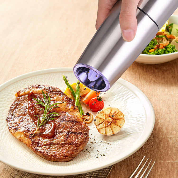 Electric Spice Grinder: Automatic, Gravity-Operated, LED Light, Adjustable Coarseness