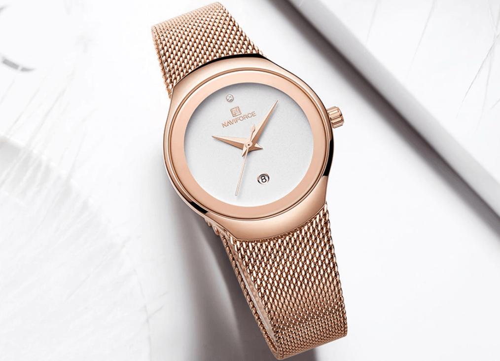 Women's Stainless Steel Watch With Braided Bracelet Excellent