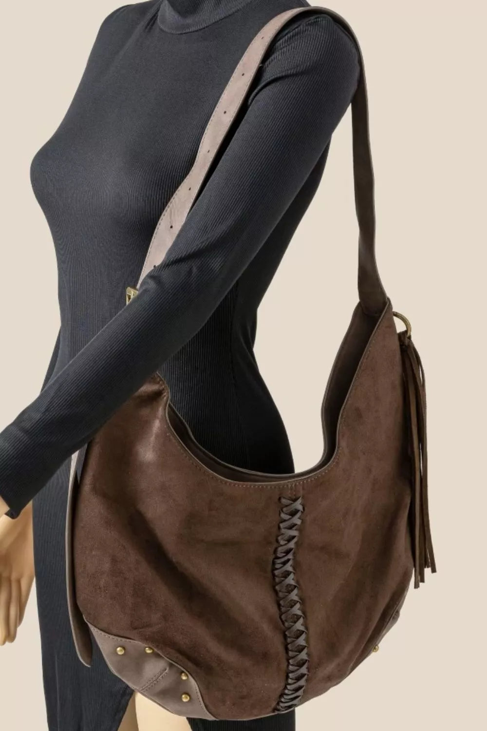 Fame Braided Detail Hobo Shoulder Bag