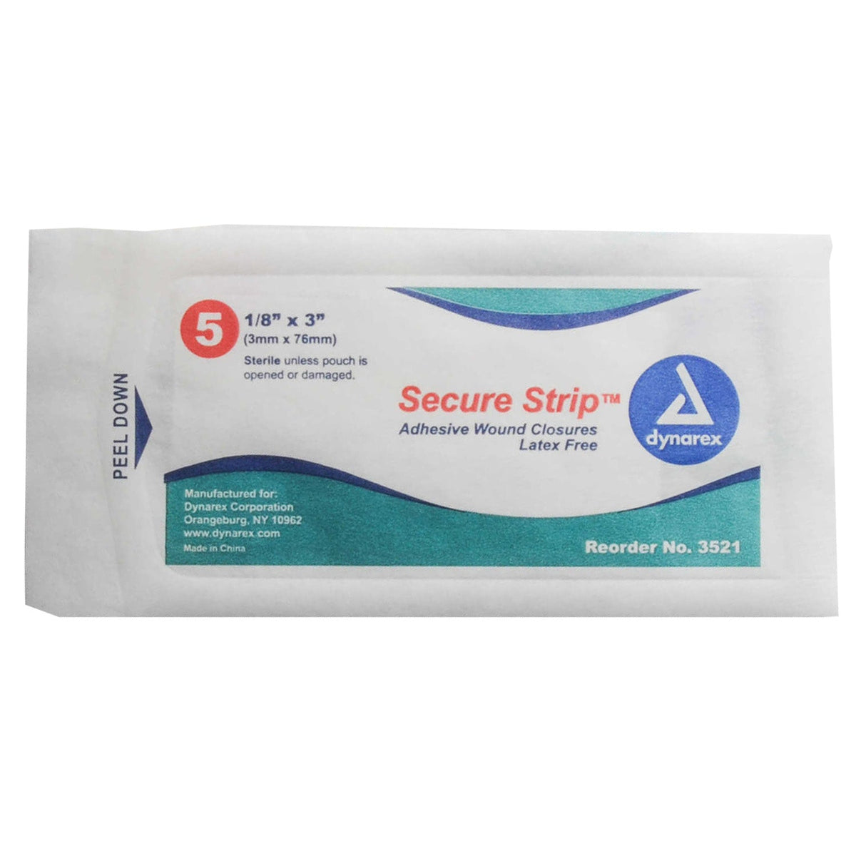 1/8" x 3" SecureStrip Adhesive Wound Closures, 5 per pouch