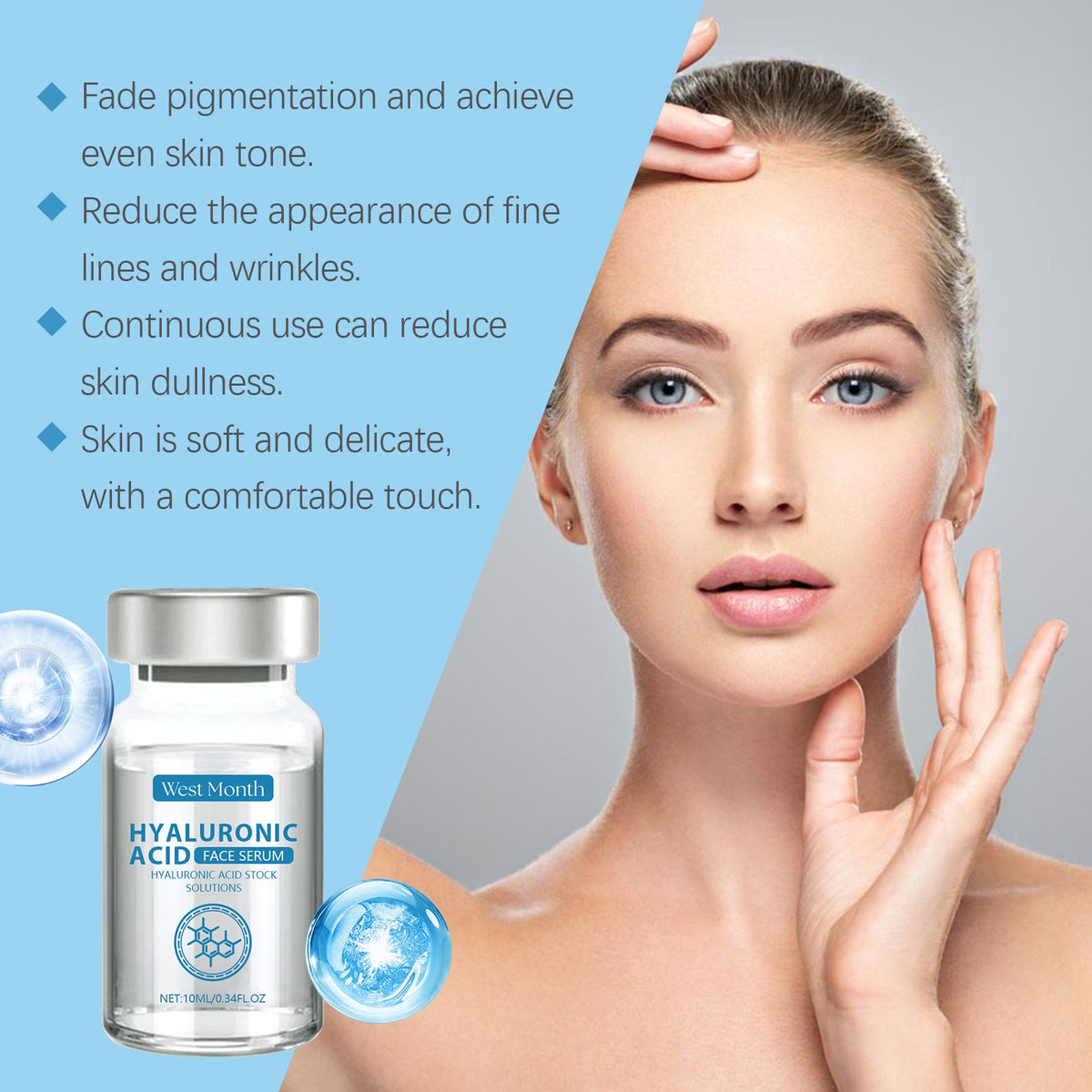 Hyaluronic Acid Face Serum, Compact Light Stripes Desalt Blain Brightens The Hydrating Essence
