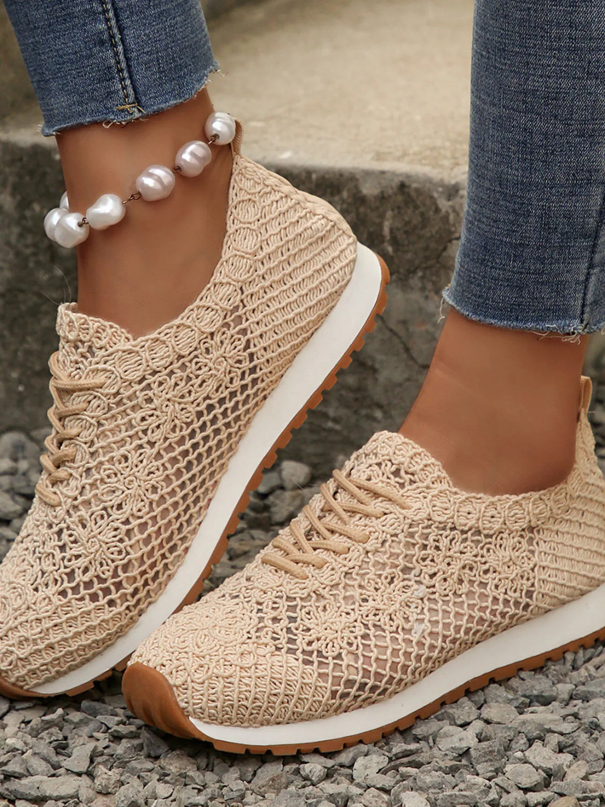 Breathable Mesh Lace-Up Sneakers
