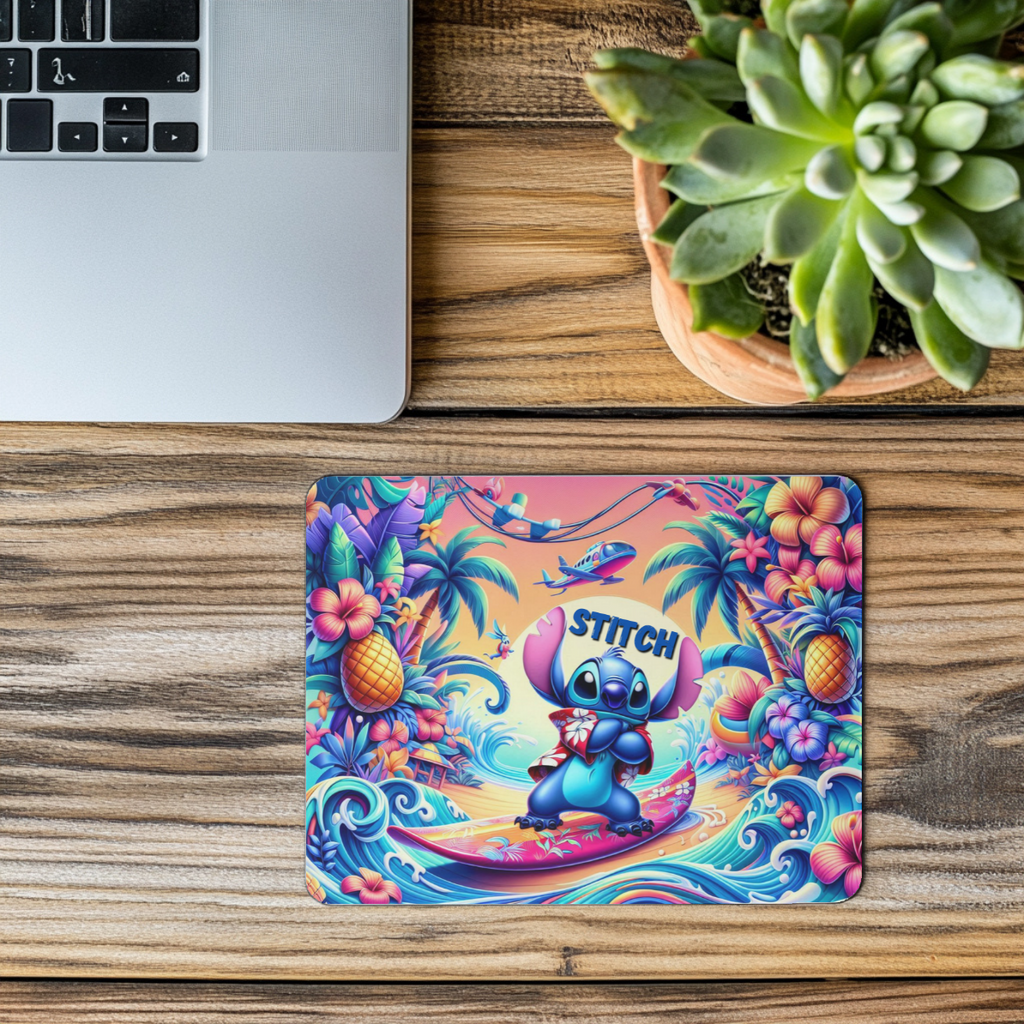 🌴 Surf the Web in Stitch Style – Tropical Mouse Pad
