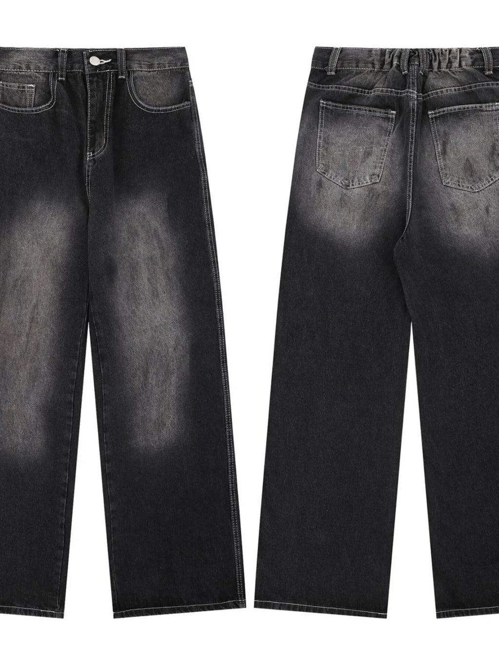 Men's Vintage Washed Wide Leg Denim Jeans
