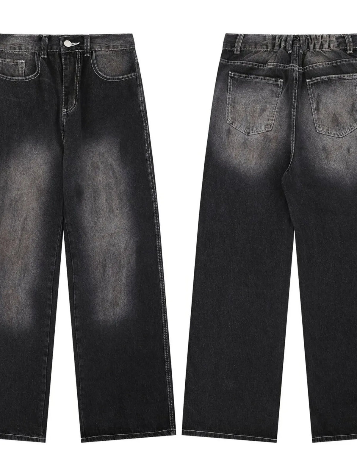 Men's Vintage Washed Wide Leg Denim Jeans