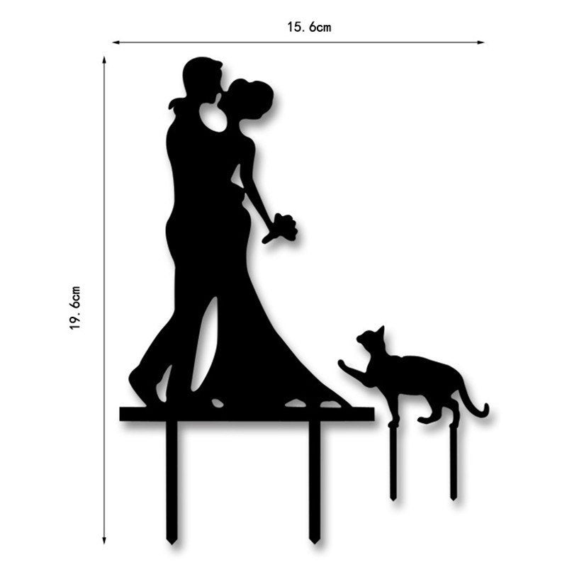 Acrylic Couple Cat Wedding Cake Topper