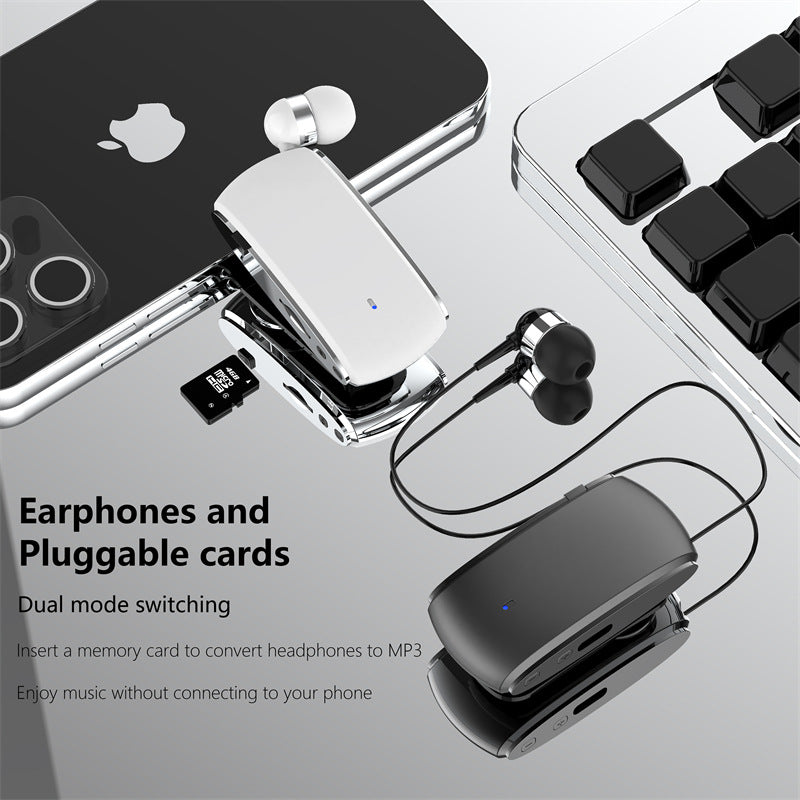 K68 New Collar style Bluetooth Earphones MP3 Earphones Wireless Telescopic Cable Single Ear Card Insertion Recording Earphones