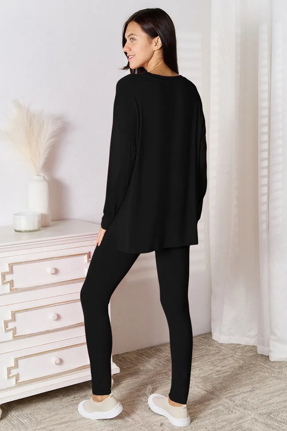 Basic Bae Bamboo Full Size V-Neck Long Sleeve Top And Pants
