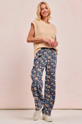 BiBi Washed Floral Print Wide Leg Jeans
