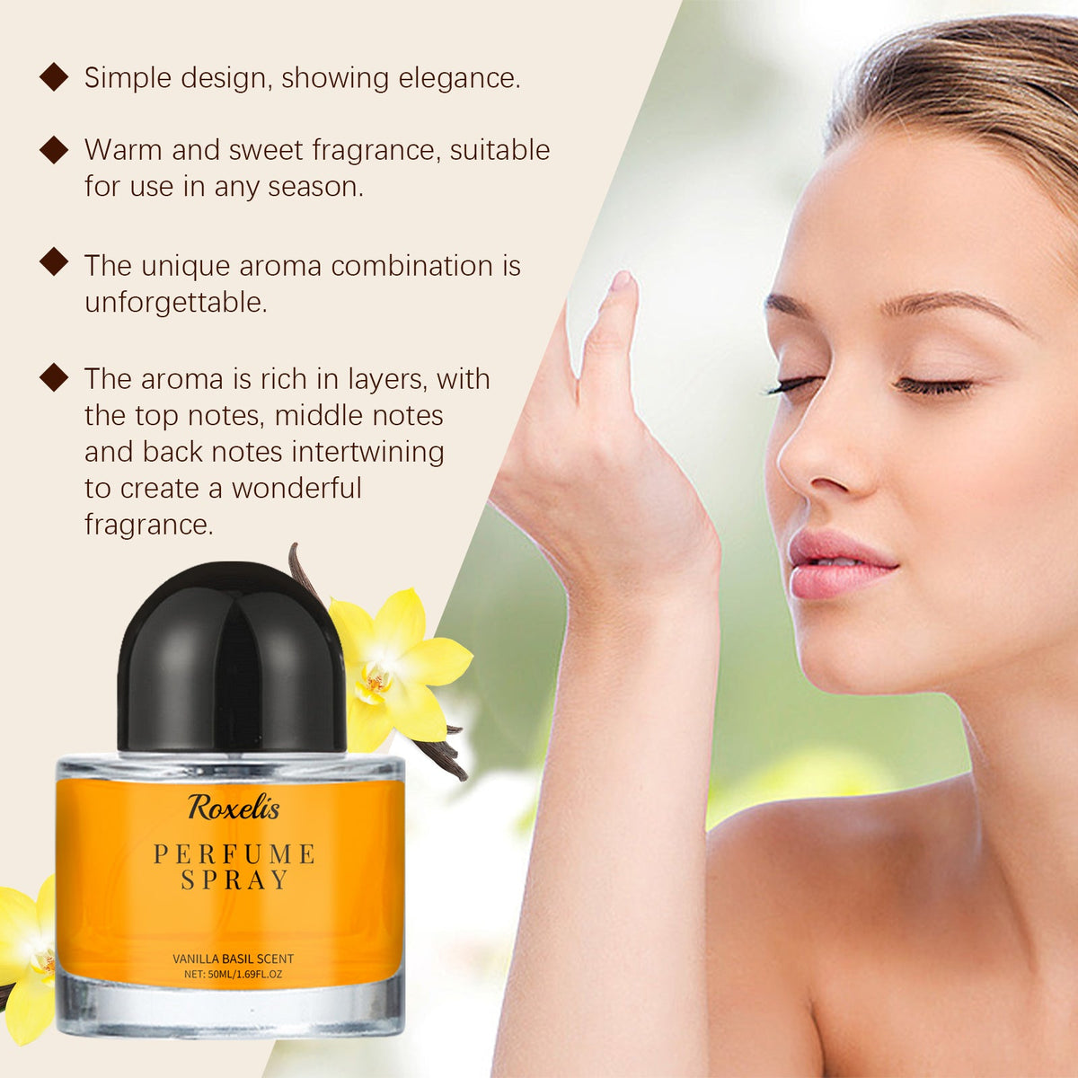 Vanilla Basil Perfume Mild Niche Vanilla Light Fragrance Stay Fragrance Lasting Dating Charm Natural Light Elegant Perfume