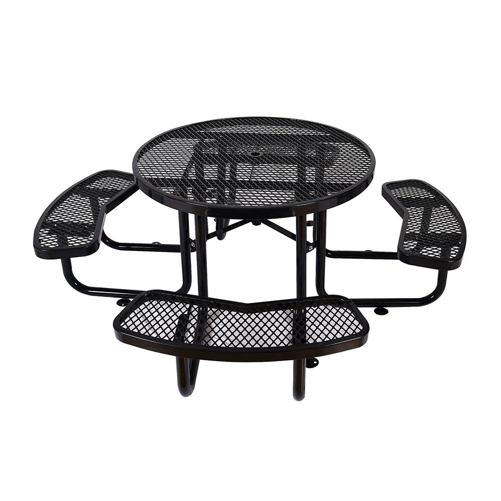 46-Inch Heavy-Duty Round Outdoor Steel Picnic Table
