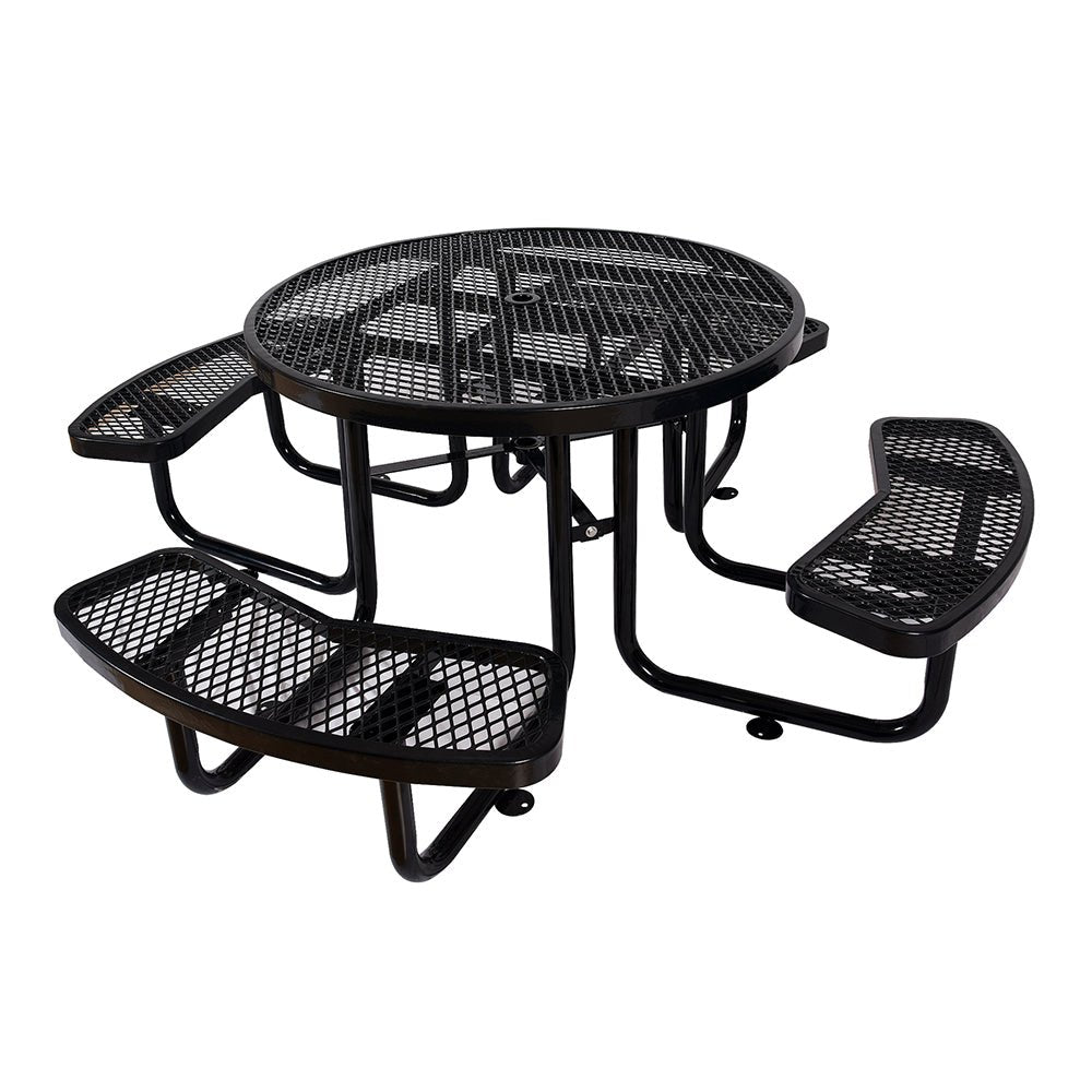 46-Inch Heavy-Duty Round Outdoor Steel Picnic Table