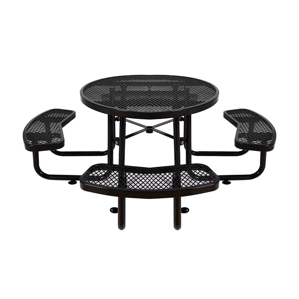 46-Inch Heavy-Duty Round Outdoor Steel Picnic Table