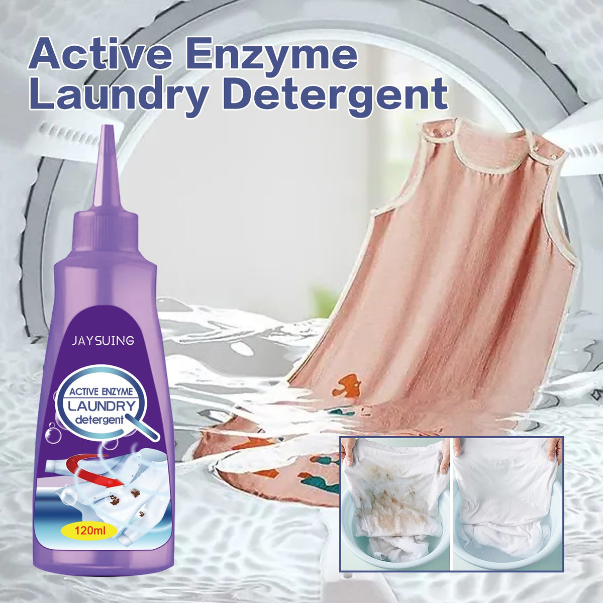 Active Enzyme Laundry Detergent, Laundry Stains And Blood Stains Cleaning Laundry Multi-purpose Detergent