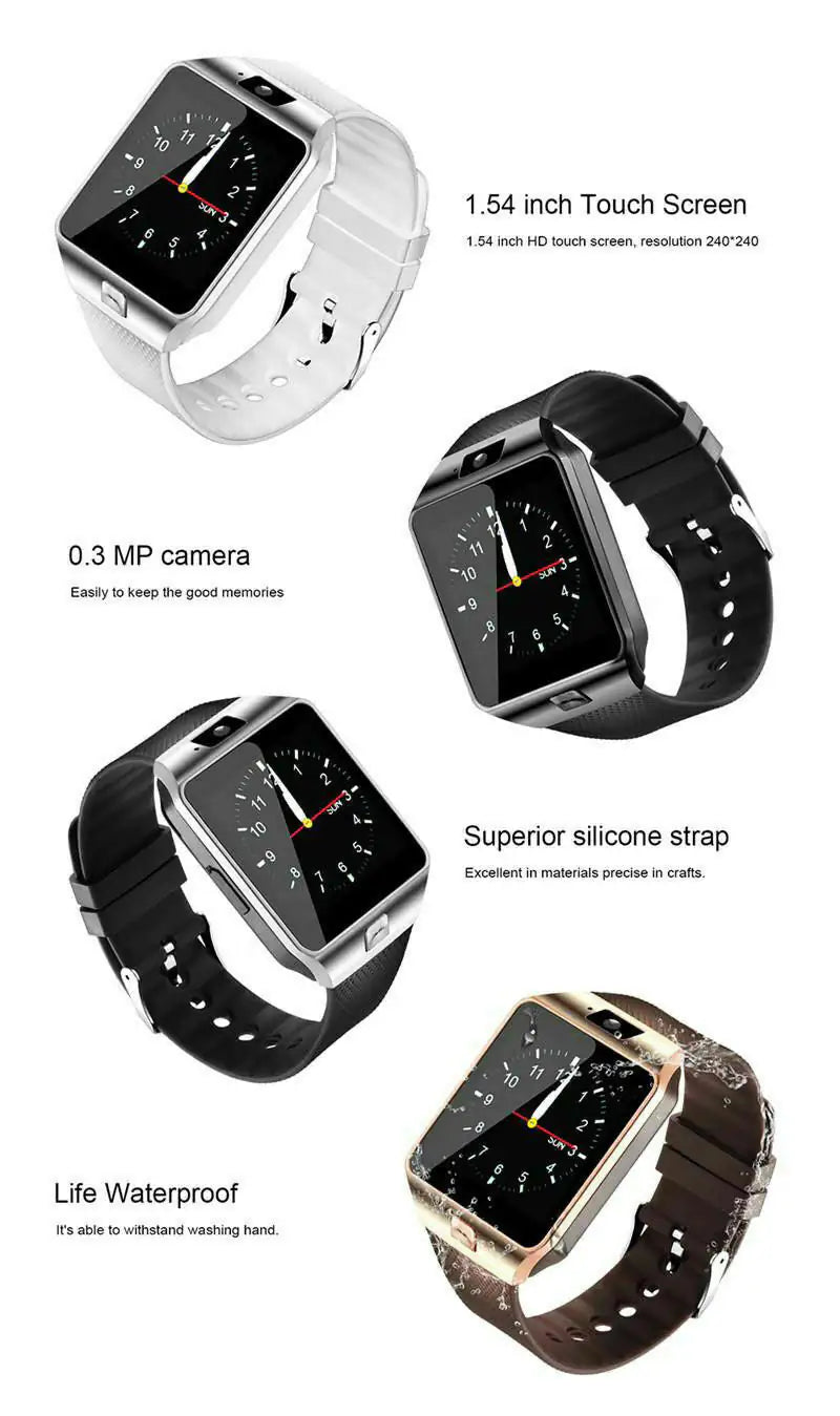 Bluetooth Smart Watch W/camera Waterproof Phone Mate Android