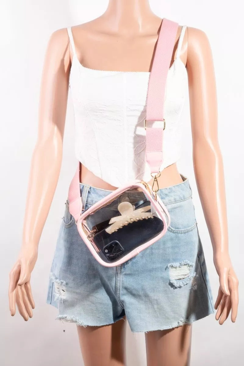 Fame PVC Clear Rectangular Crossbody Bag