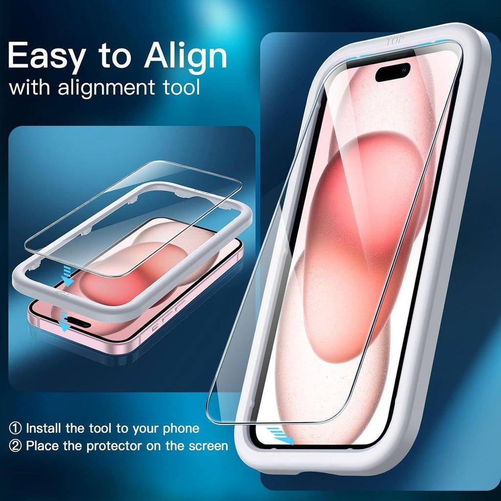iPhone 15 Tempered Glass Screen Protector - 2-Pack, Anti-Fingerprint | ZeroDamage