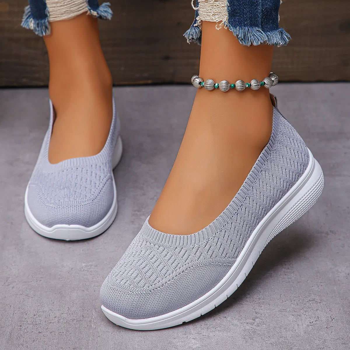 Round Toe Mesh Slip-Ons