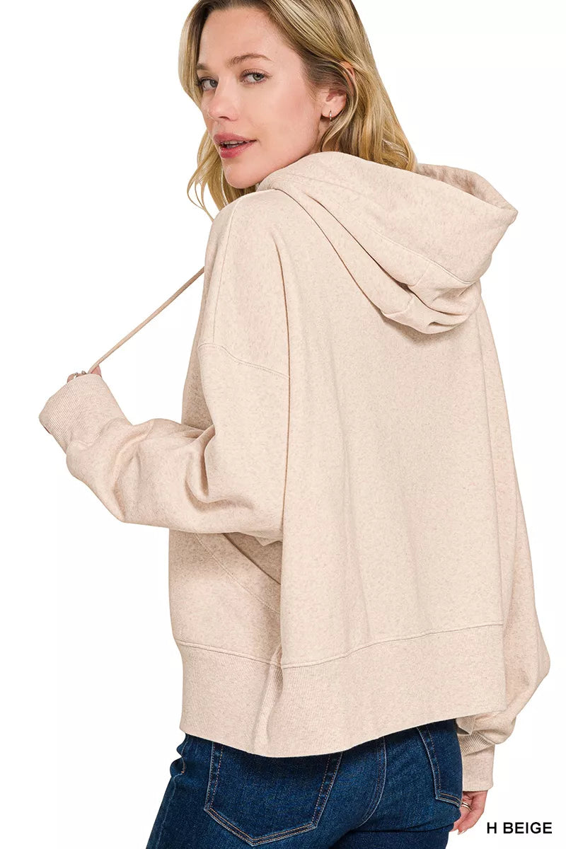 Zenana Oversized Fleece Kangaroo Pocket Hoodie