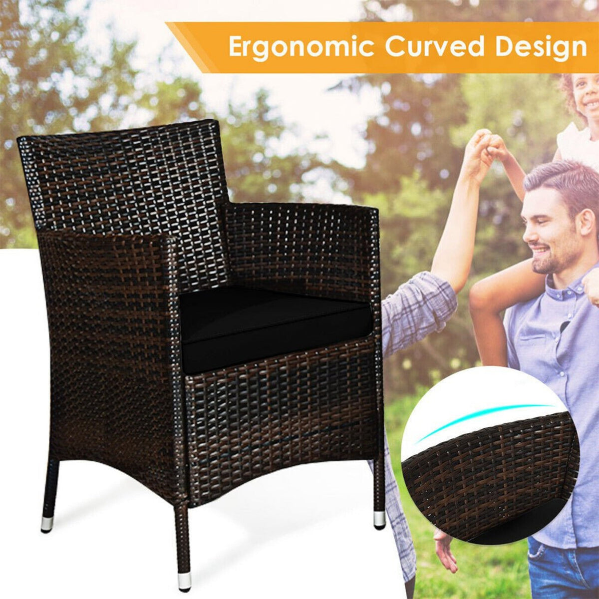 4-Piece Outdoor Rattan Patio Furniture Set With Cushions &