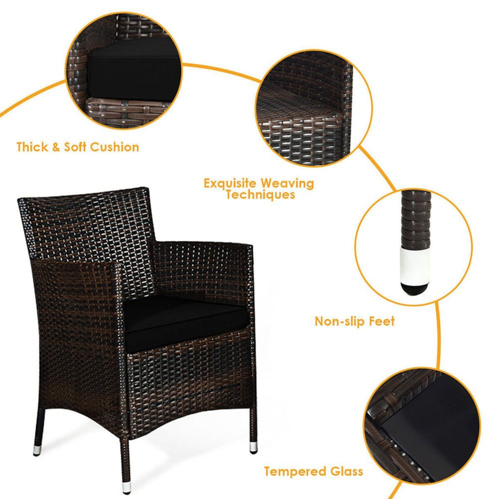 4-Piece Outdoor Rattan Patio Furniture Set With Cushions &