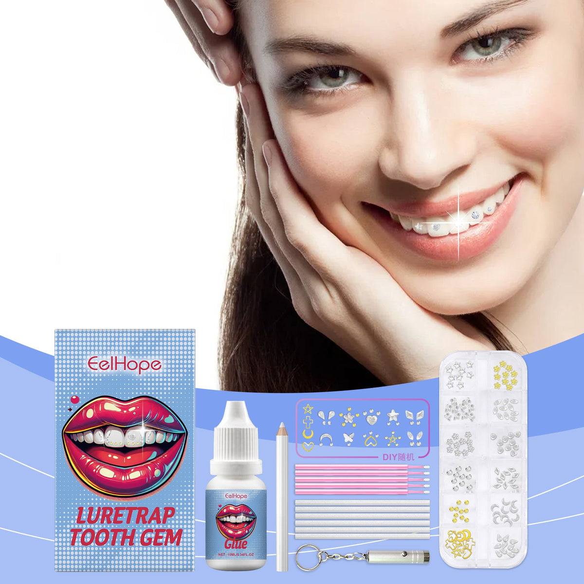 Dental Beauty Set Diy Fashion Dental Decoration Drill Personality Sparkle Light Up Smile Style