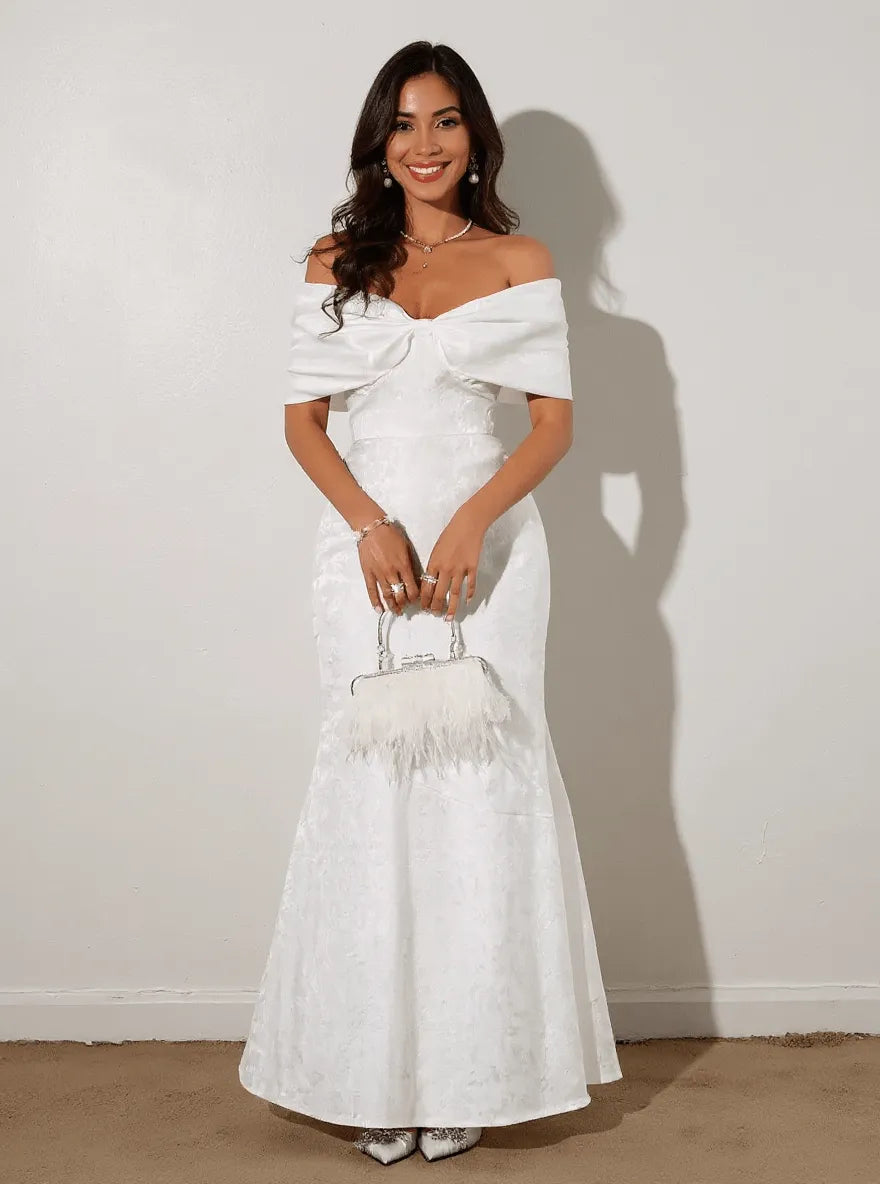 Bow Off-Shoulder Maxi Dress