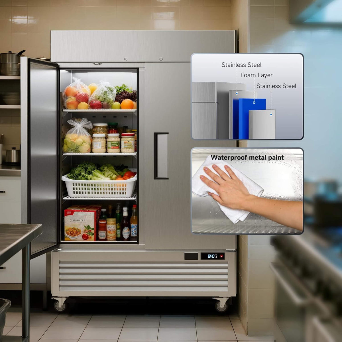54-Inch Commercial 49 Cu.Ft 2-Door Wifi Refrigerator With Smart