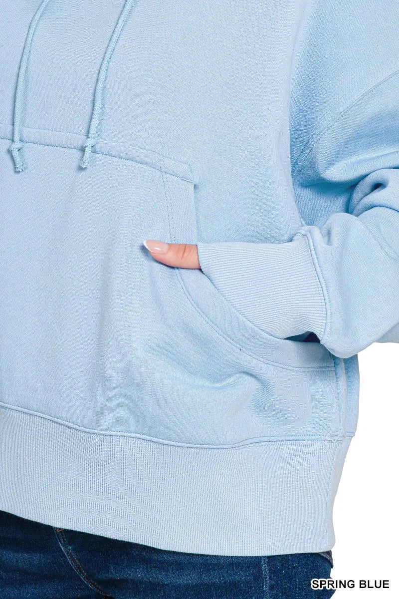 Zenana Oversized Fleece Kangaroo Pocket Hoodie