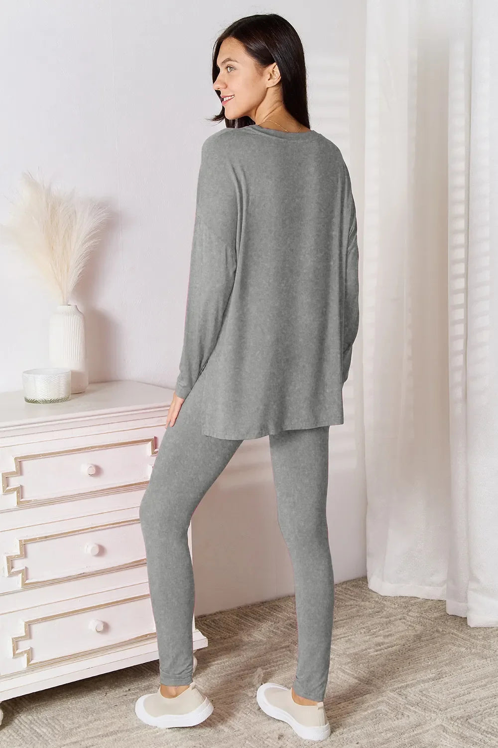 Basic Bae Bamboo Full Size V-Neck Long Sleeve Top And Pants