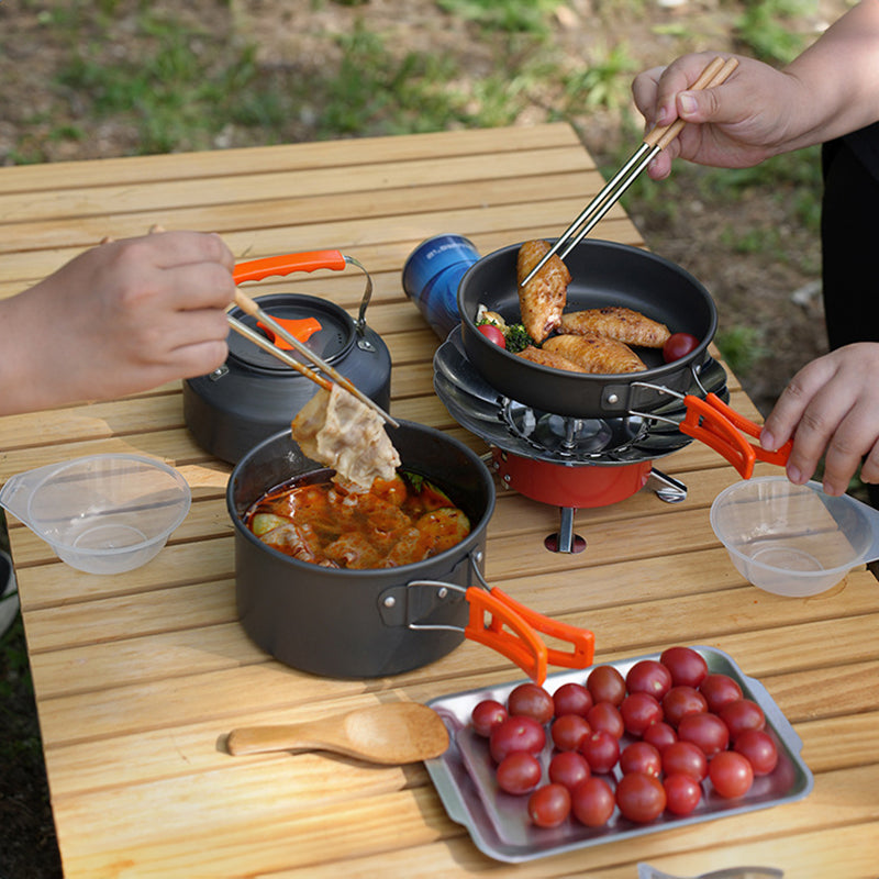 1-3 Person Camping Cookware Set: Light, Portable Pot & Pan in Carrying Bag, Ideal for Outdoor Trips