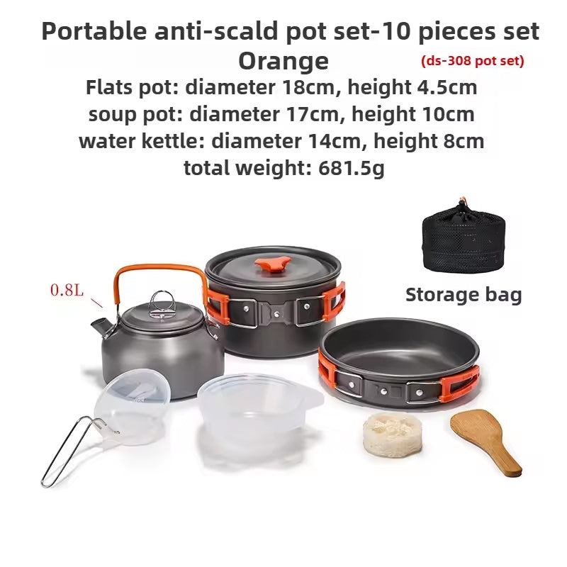 1-3 Person Camping Cookware Set: Light, Portable Pot & Pan in Carrying Bag, Ideal for Outdoor Trips