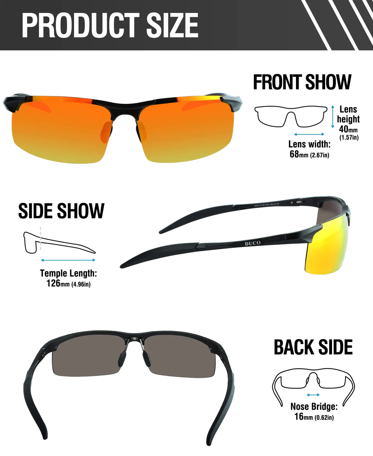 DUCO Mens Sports Polarized Sunglasses UV Protection Sunglasses