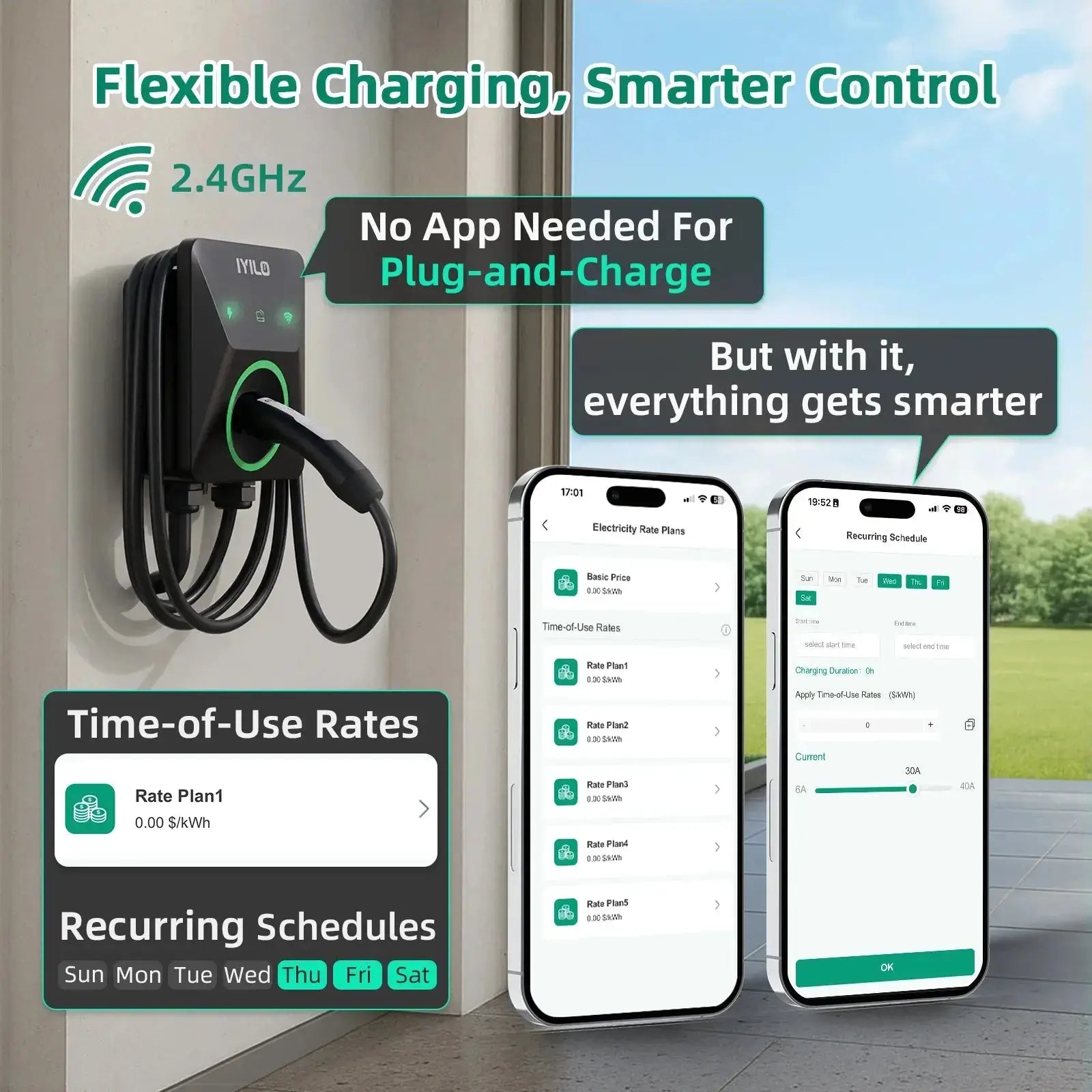 IYILO Level 2 EV Charger NACS (J3400) Plug-In – 40A