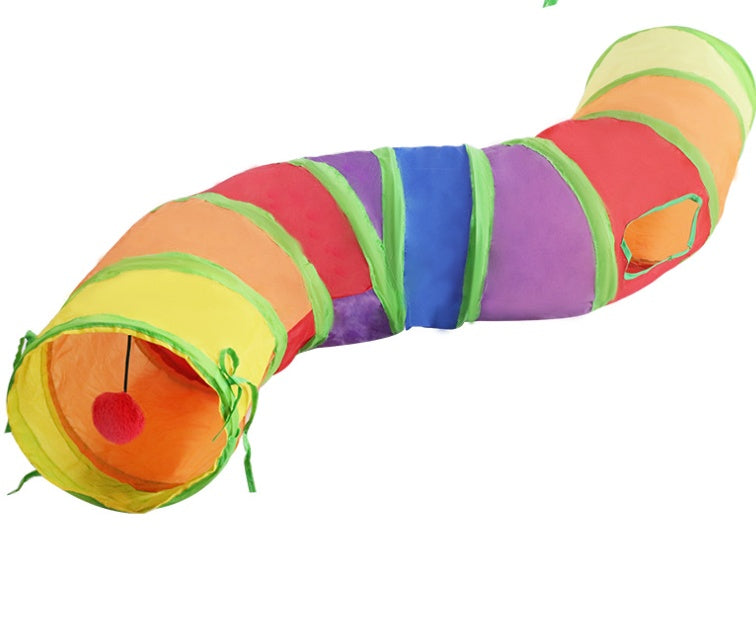 Rainbow S-shaped Cat Tunnel Self-hey Educational Cat Toy Collapsible Cat Tunnel