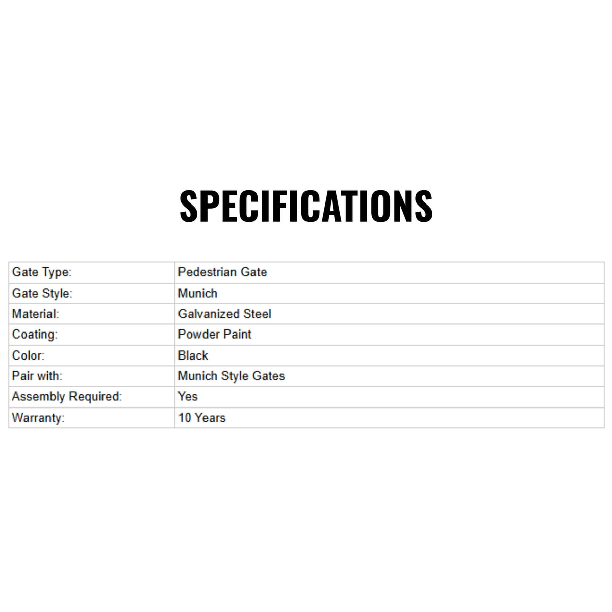 5Ft Heavy-Duty Munich Powder-Coated Galvanized Steel Pedestrian
