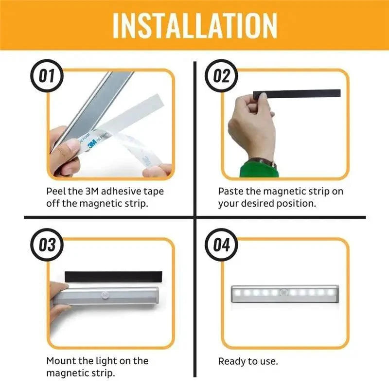 6/10 Leds PIR LED Motion Sensor Light Cupboard Wardrobe Bed Lamp