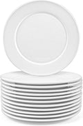 Foraineam 12 Pieces 8 Inch Round Porcelain Salad Plates Dessert Plate Set White Dinnerware Dish Serving Plates