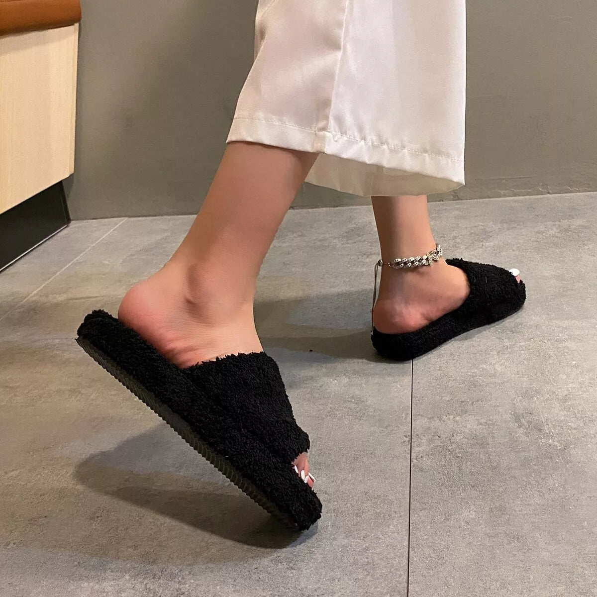 Open Toe Platform Slippers